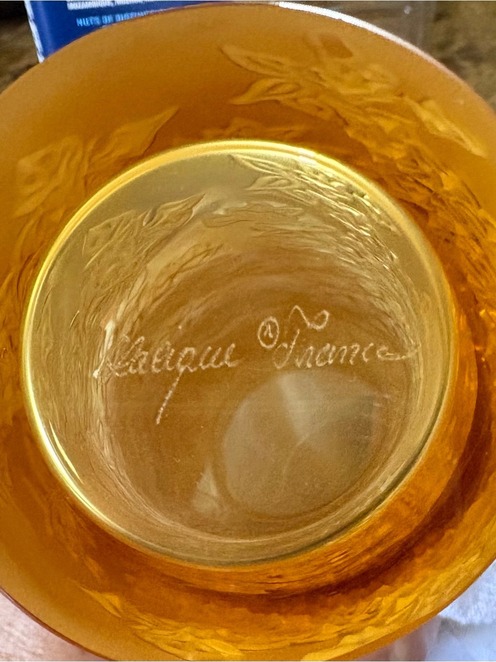 Lalique France Crystal Bougainvillea Vase Amber/Gold Frosted Floral 7”Vintage - Picture 3 of 10